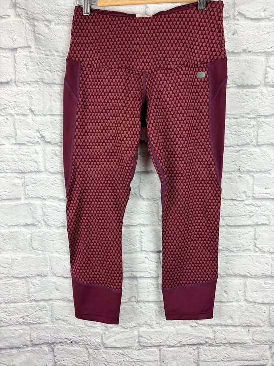Asics Pants - NWT ASICS Burgundy Geometric Capri Leggings | Size Medium